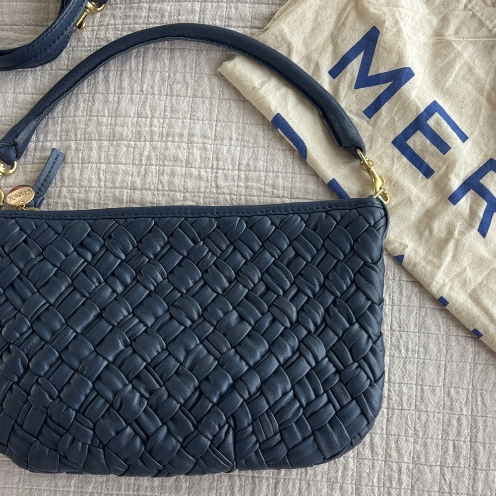 Clare V Petit Moyen Messenger in Puffy Woven - Bright Navy - Picture 15 of 15